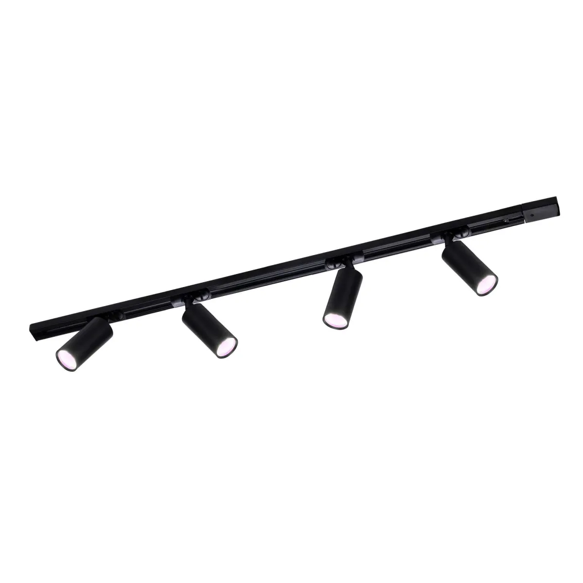 1m Illuminazione a Binario LED Intelligente - 4 Faretti GU10 - 4.9W - RGB+CCT - Dimmerabile - Binario Monofase - Nero