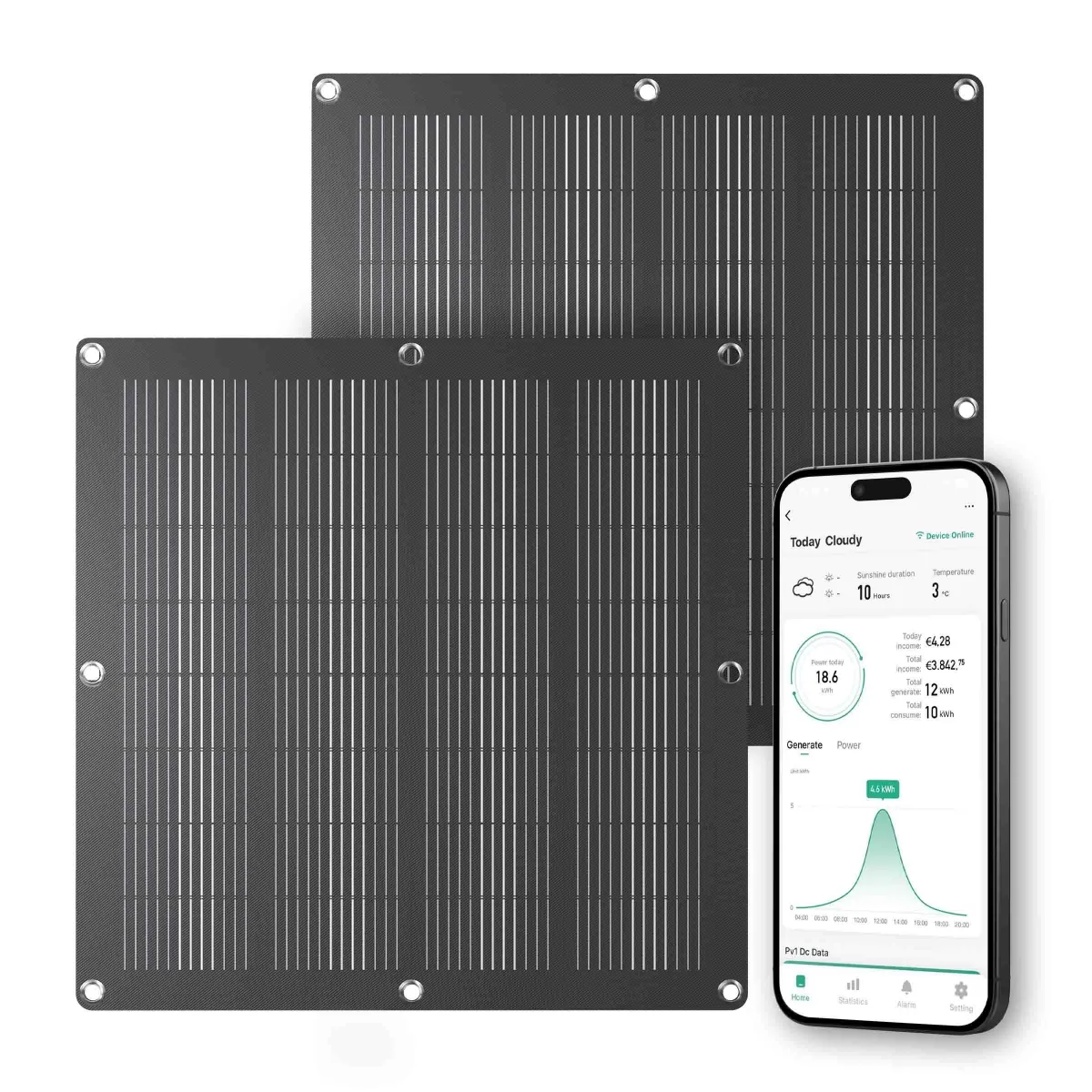 2-pack Pannello solare da balcone - 2x 110W - IP67 - Plug & Play - Controllabile tramite l'app Calex - Micro-inverter da 400W