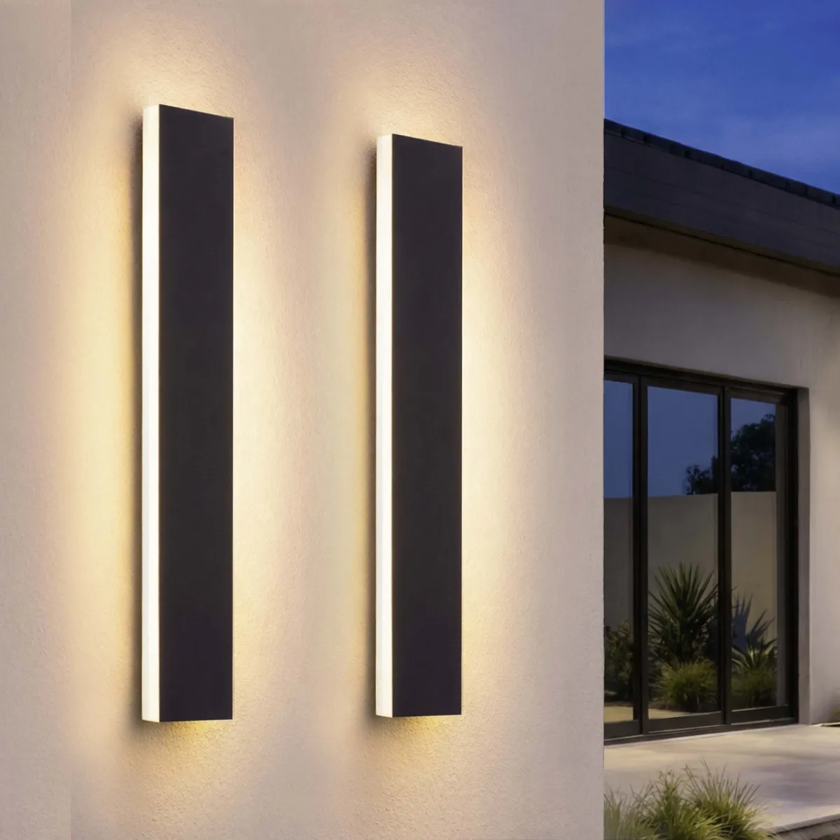 2x Applique da Parete Esterna LED – Illuminazione per Villa – 60 cm – 12W – 2700K – IP65 – Nero