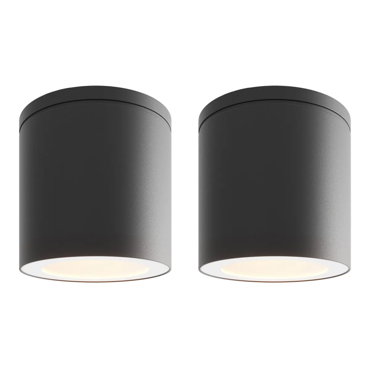 2x Applique da Soffitto per Esterni - Dimmerabile - 3W - 2700K - IP54 - Nero