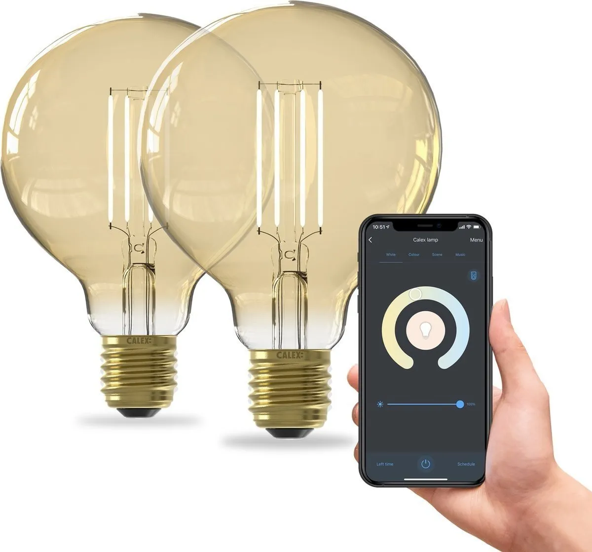 2x Calex Smart LED Lampadina Filamento - Dimmerabile - E27 - 7W - CCT