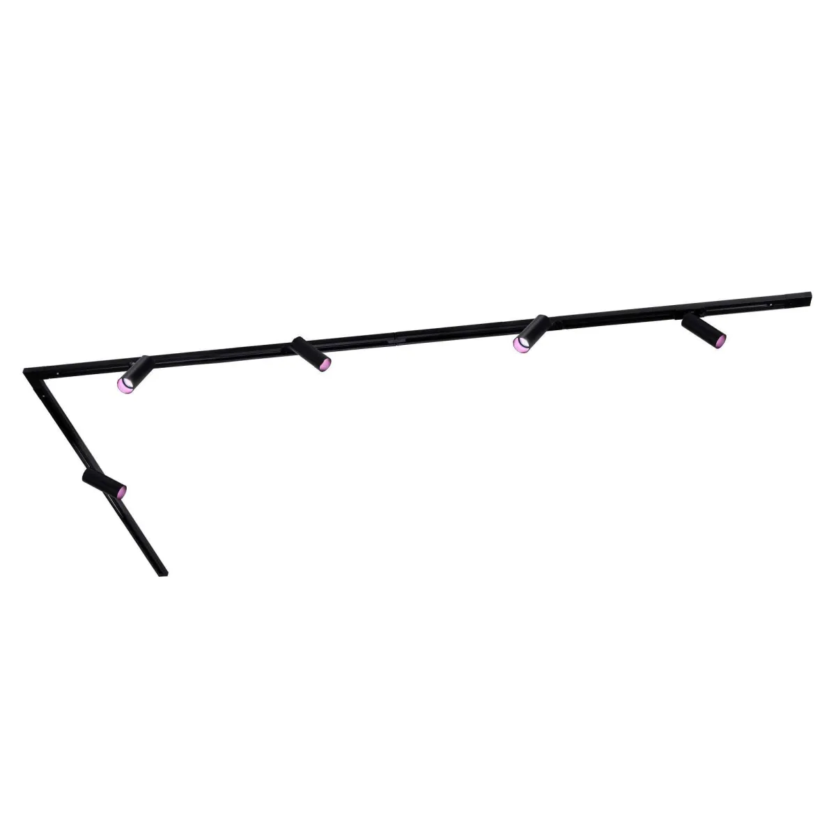 3m Illuminazione a Binario LED Intelligente - 5 Faretti GU10 - 4.9W - RGB+CCT - Dimmerabile - Binario Monofase - Nero