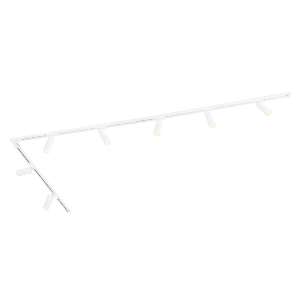 3m Sistema a Binario LED - 7 Faretti GU10 - 3W - 2700K - Dimmerabile - Binario Monofase - Bianco