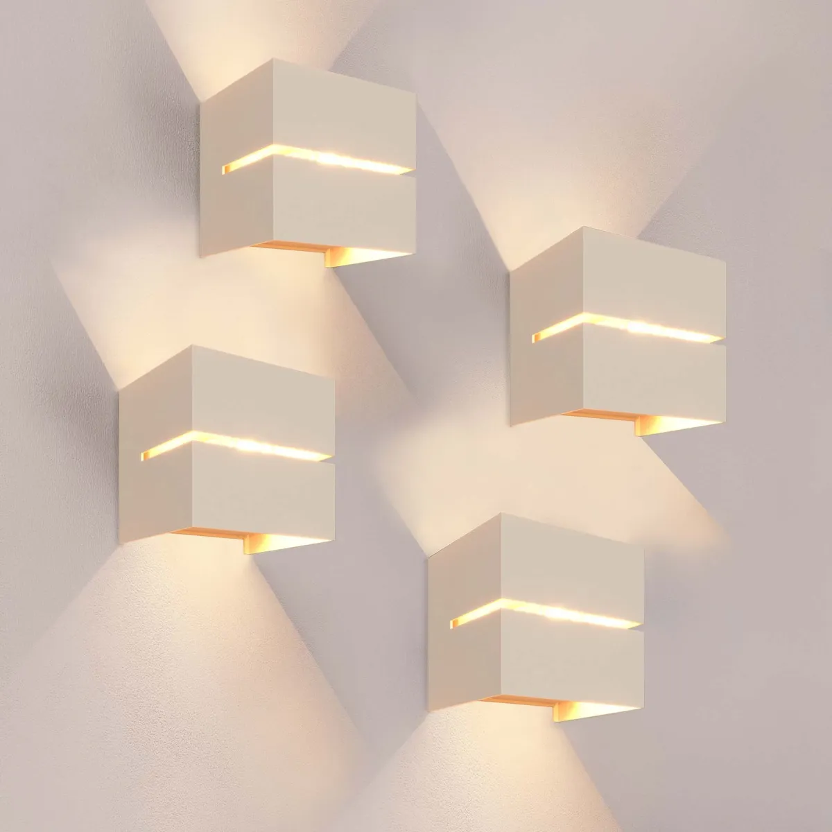 4x Applique da Parete LED - 3W - 3000K - Beige - IP54 - Bidirezionale - Adatta per Interni ed Esterni