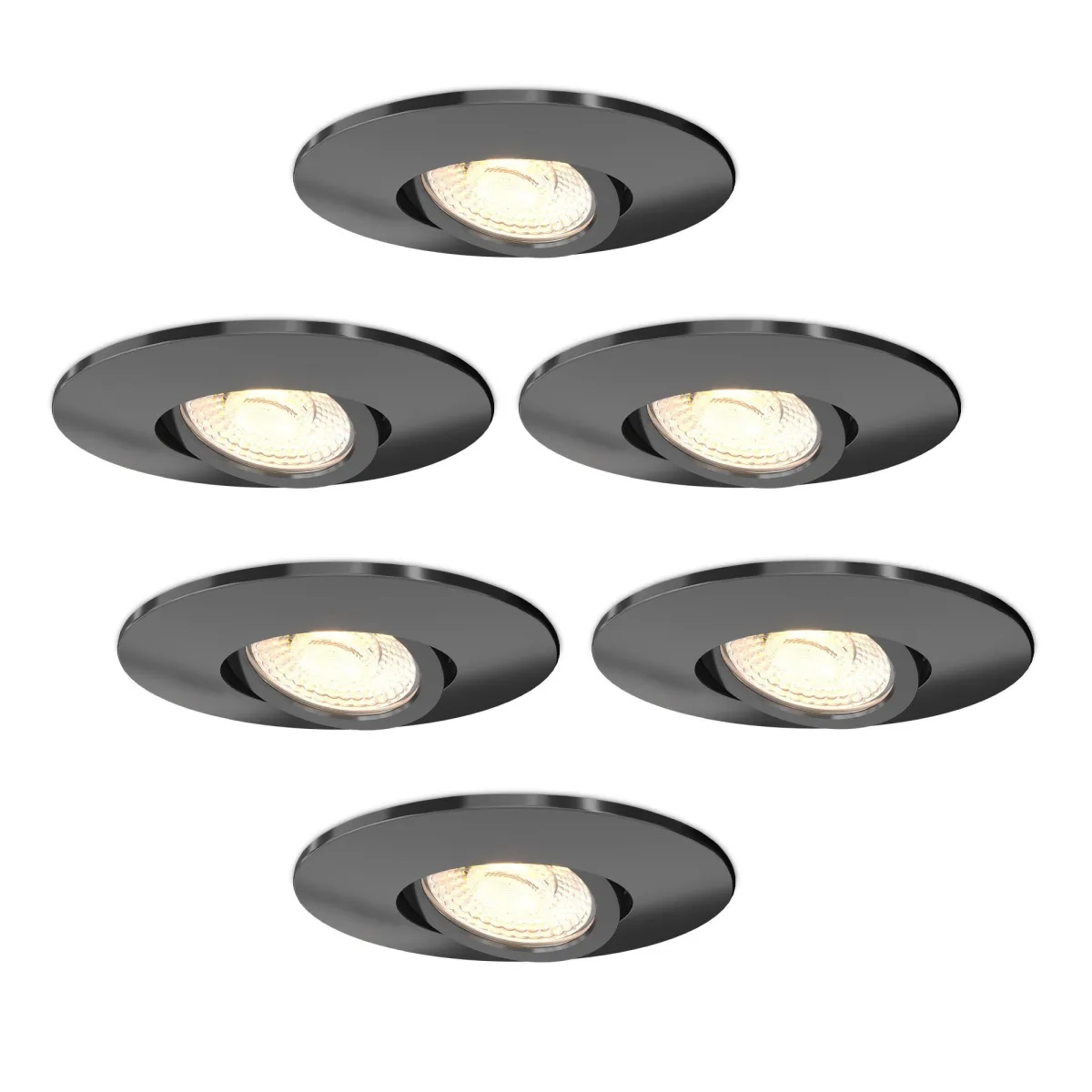 6x Faretti da Incasso LED Dimmerabili Nero - IP65 - 6W - CCT - ø98 mm - 5 anni di garanzia  - Adatto per il bagno