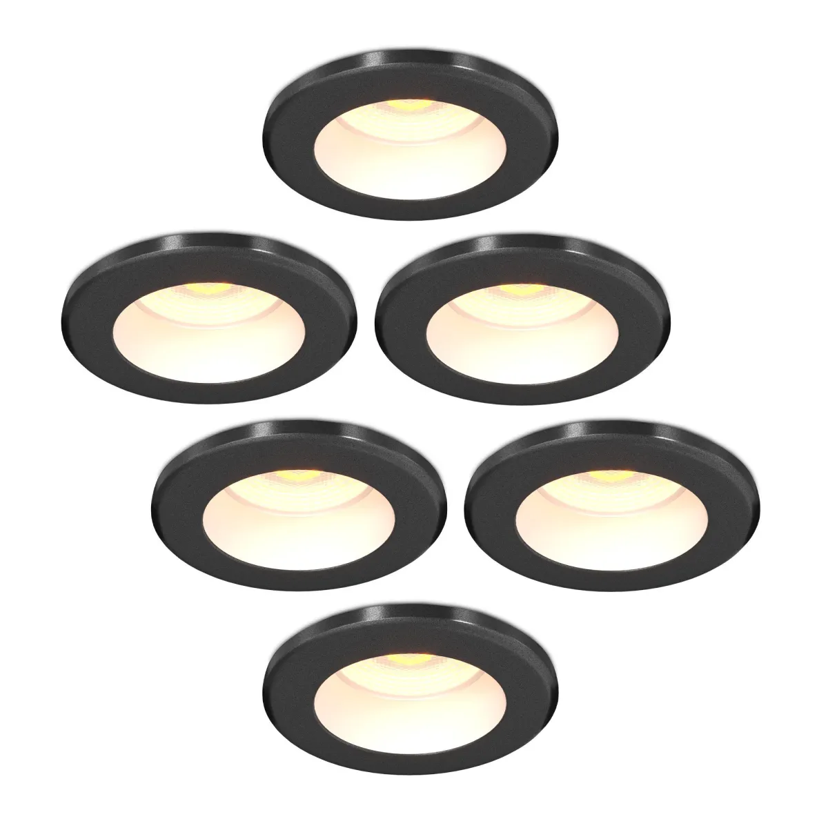6x Faretti da Incasso LED Mini Dimmerabili Nero - IP65 - 4W - CCT - ø55 mm - 5 anni di garanzia  - Adatto per il bagno