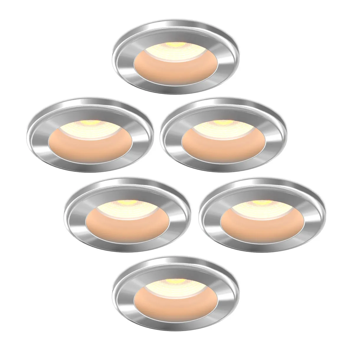 6x Faretti da Incasso LED Mini Dimmerabili Nichel - IP65 - 4W - CCT - ø55 mm - 5 anni di garanzia  - Adatto per il bagno