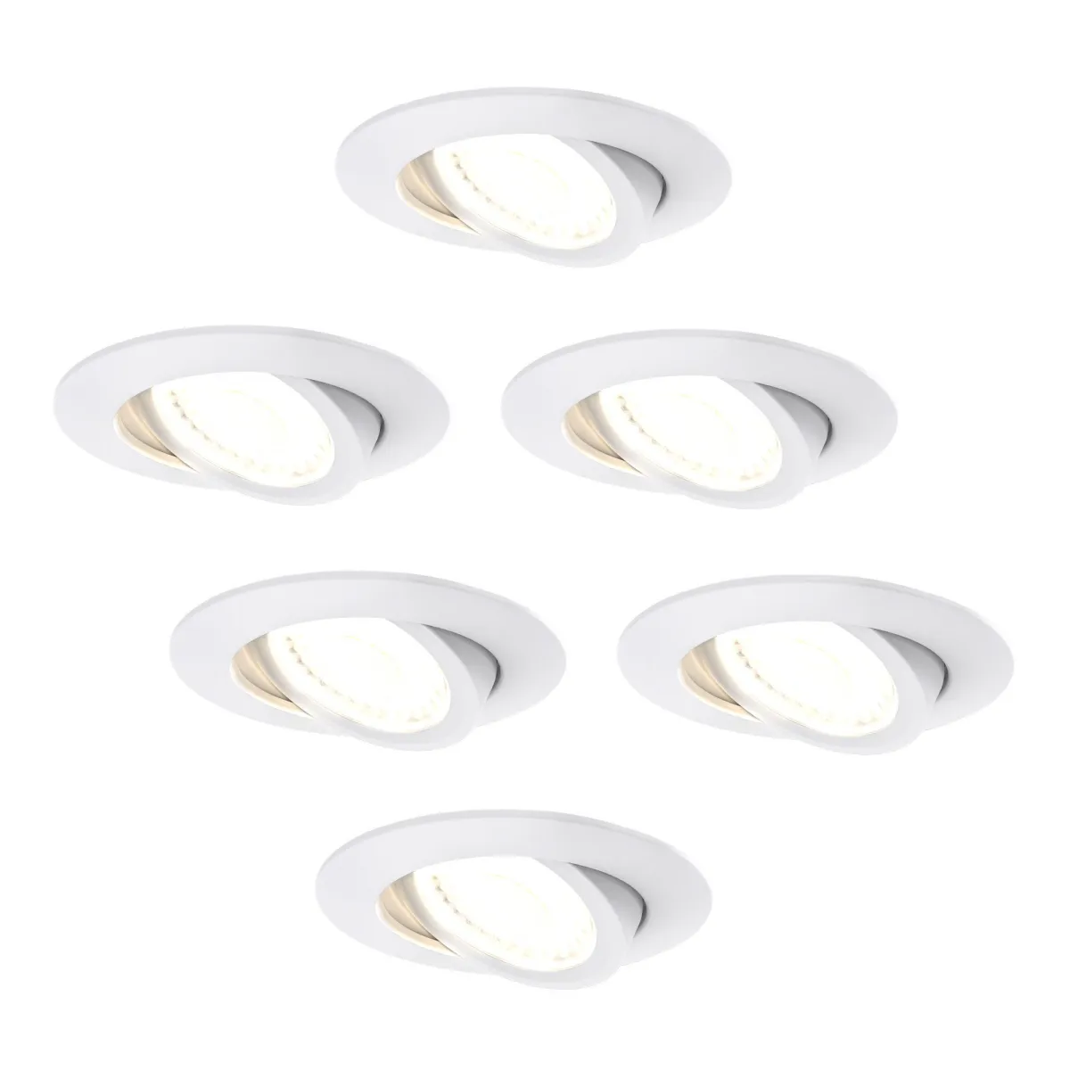 6x Faretti LED incasso - dimmerabili - CCT (Colore della luce regolabile) - 5W/7W - IP65 - Bianco - Inclinable - 5 anni di garanzia