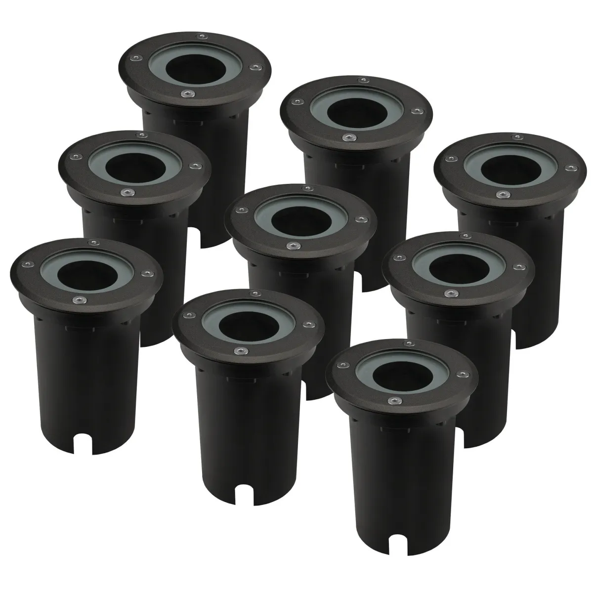 9x IP67 Faretto Segnapasso LED Rotondo - GU10 - 1m Cavo