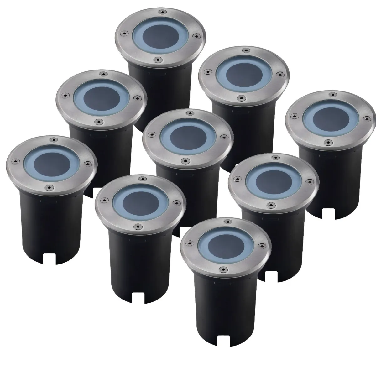 9x IP67 Faretto Segnapasso LED Rotondo - GU10 - 1m Cavo