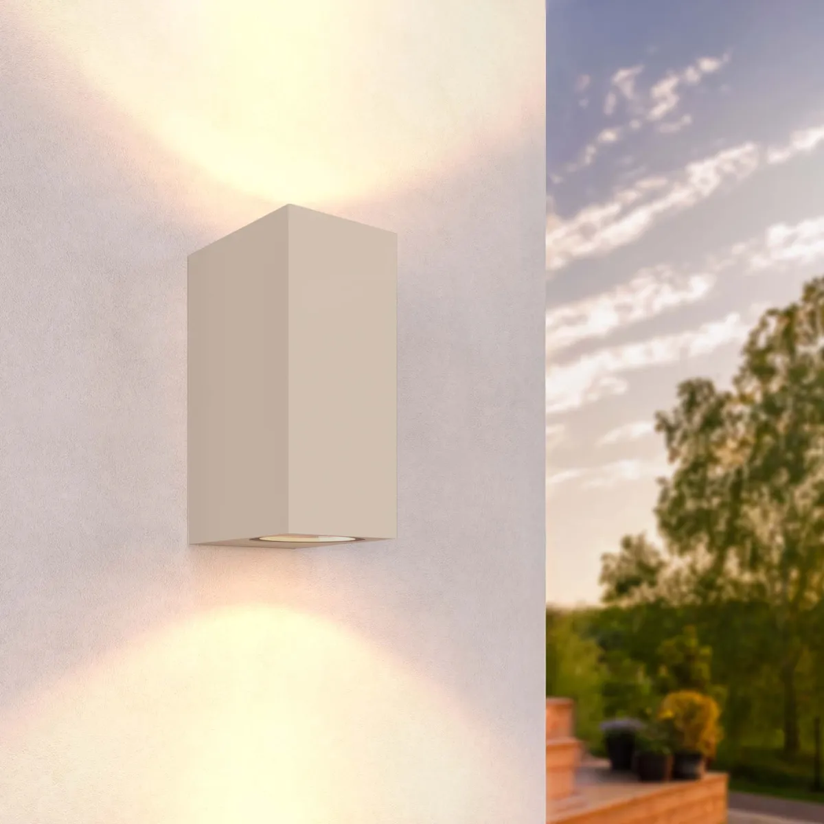 Applique da Esterno - Cube - Attacco GU10 - Bidirezionale - Beige - Adatta per Interni ed Esterni