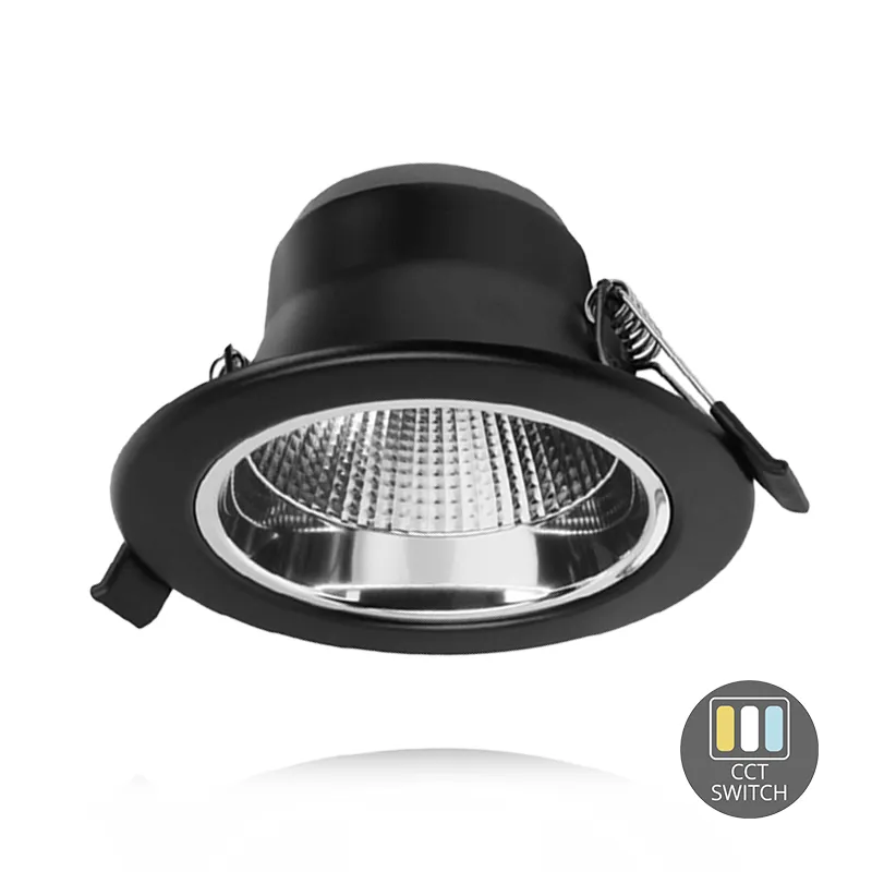 Downlight LED con Riflettore - 10W - Ø90 mm - CCT-Switch - Nero - 5 anni di garanzia
