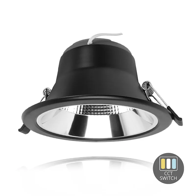 Downlight LED con Riflettore - 15W - Ø120 mm - CCT-Switch - Nero - 5 anni di garanzia