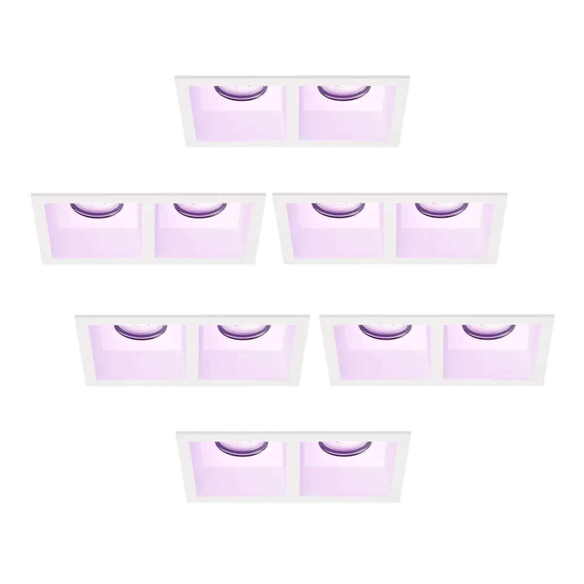 Faretti da Incasso Dimmerabili - Bianco - Duo - Rettangolo - 4.9W - RGB+CCT - 345 Lumen - 162x85mm - 6 pack