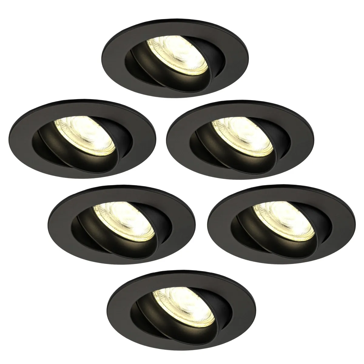 Faretti da Incasso LED Dimmerabili Nero - Rio - 3W - 2700K - ø85mm - 6 pack