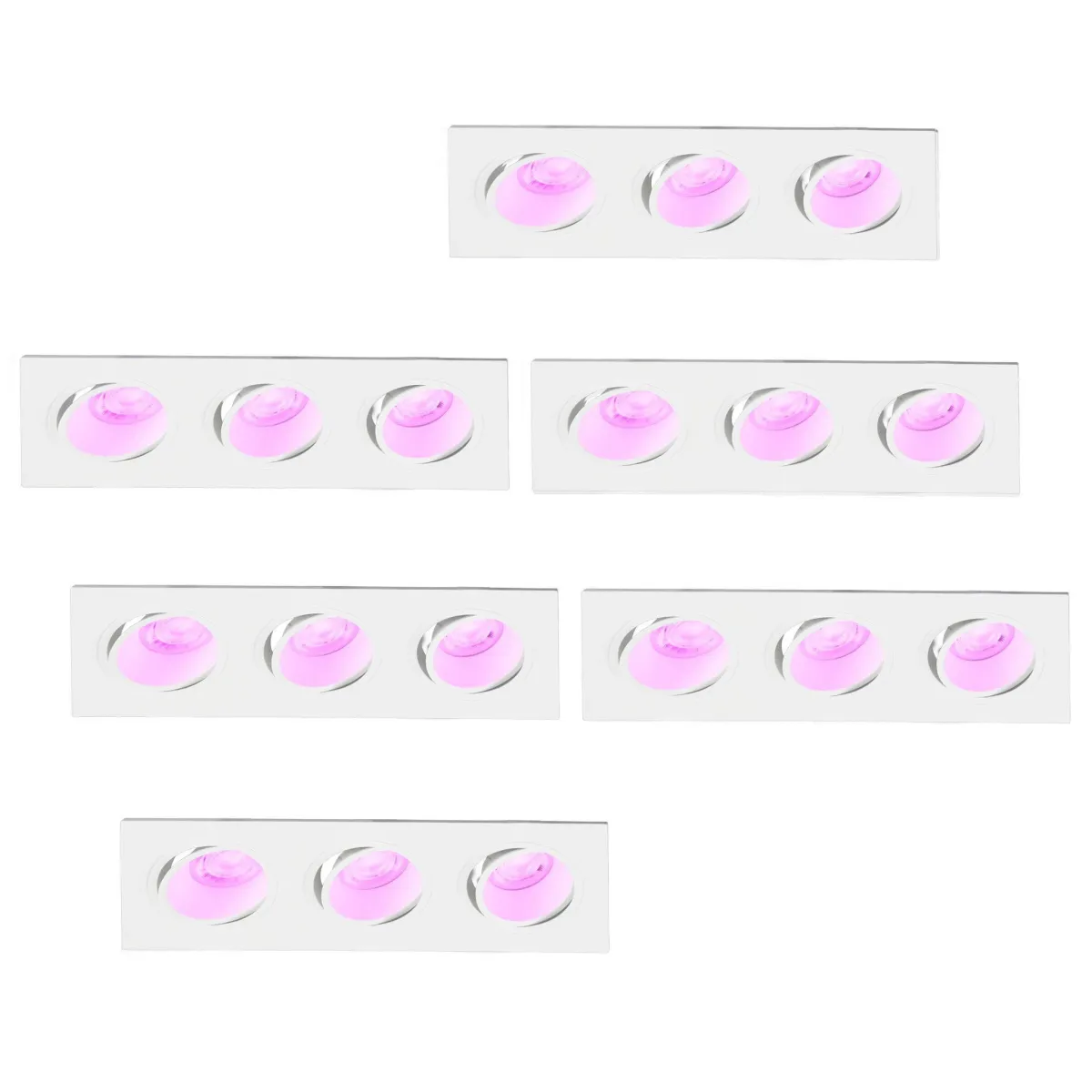 Faretti da Incasso LED Dimmerabili Triplo - Rettangolo - 4,9W - RGB+CCT - Bianco