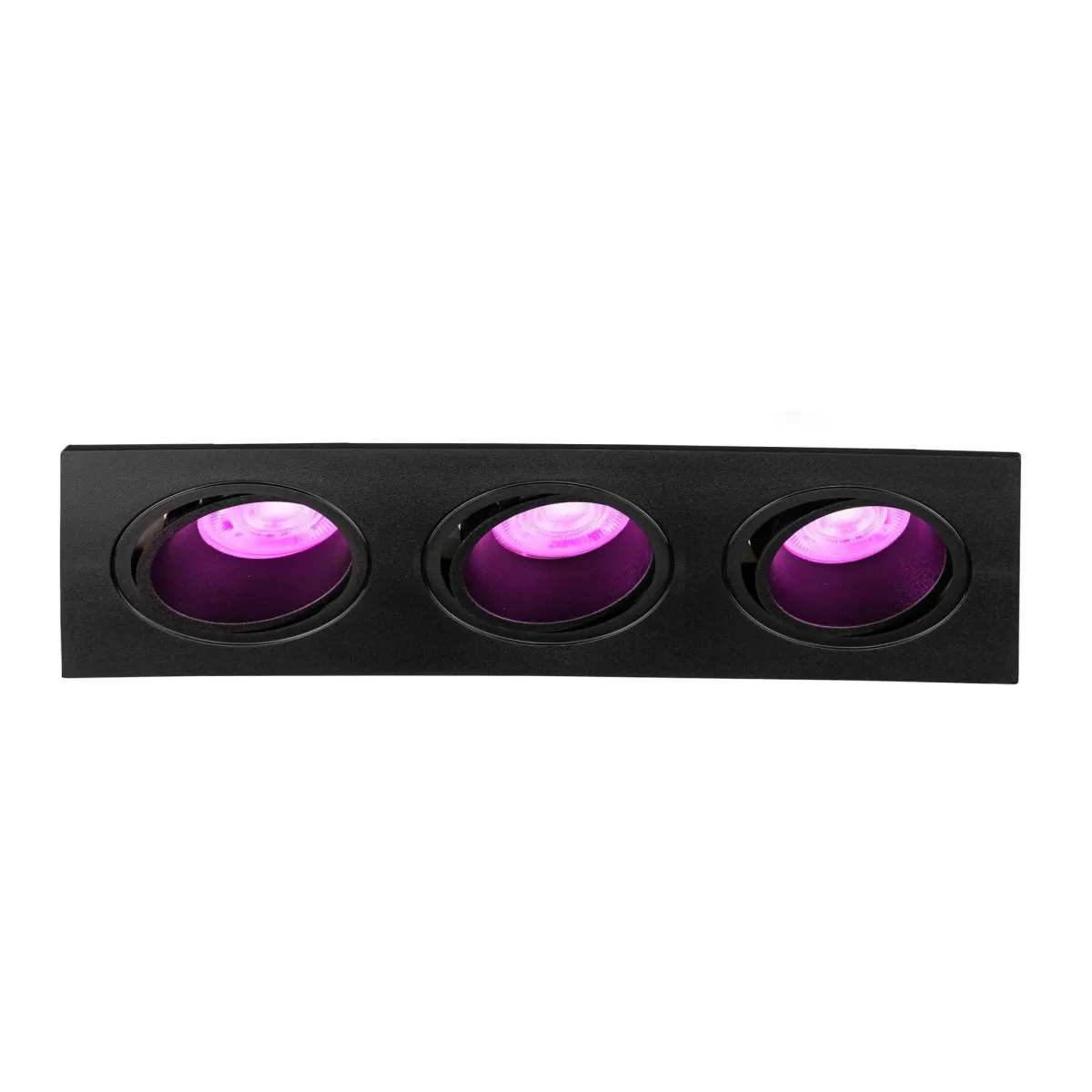 Faretti da Incasso LED Dimmerabili Triplo - Rettangolo - 4,9W - RGB+CCT - Nero