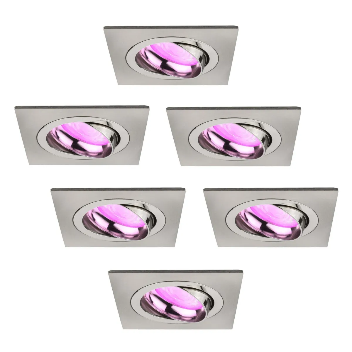 Faretti da Incasso Smart Inox - Sevilla - Smart WiFi - Dimmerabili - RGB+CCT - 6 pack