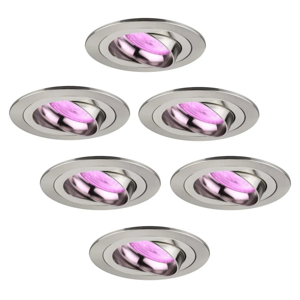 Faretti da Incasso Smart Inox - Tokyo - Smart WiFi - Dimmerabili - RGB+CCT - 6 pack