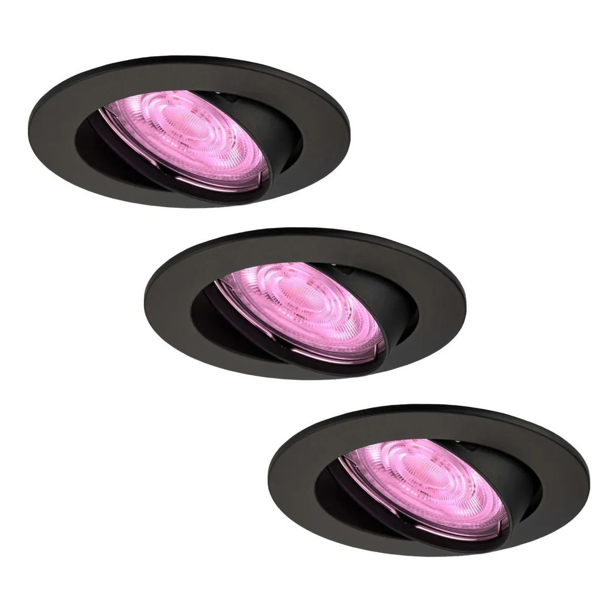 Faretti da Incasso Smart Nero - Amsterdam - Smart WiFi - Dimmerabili - RGB+CCT - 3 pack