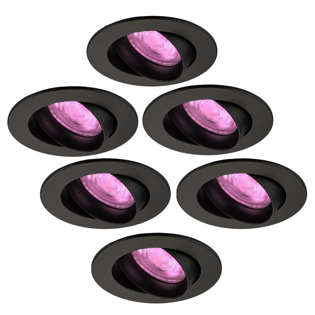 Faretti da Incasso Smart Nero - Rio - Smart WiFi - Dimmerabili - RGB+CCT - 6 pack