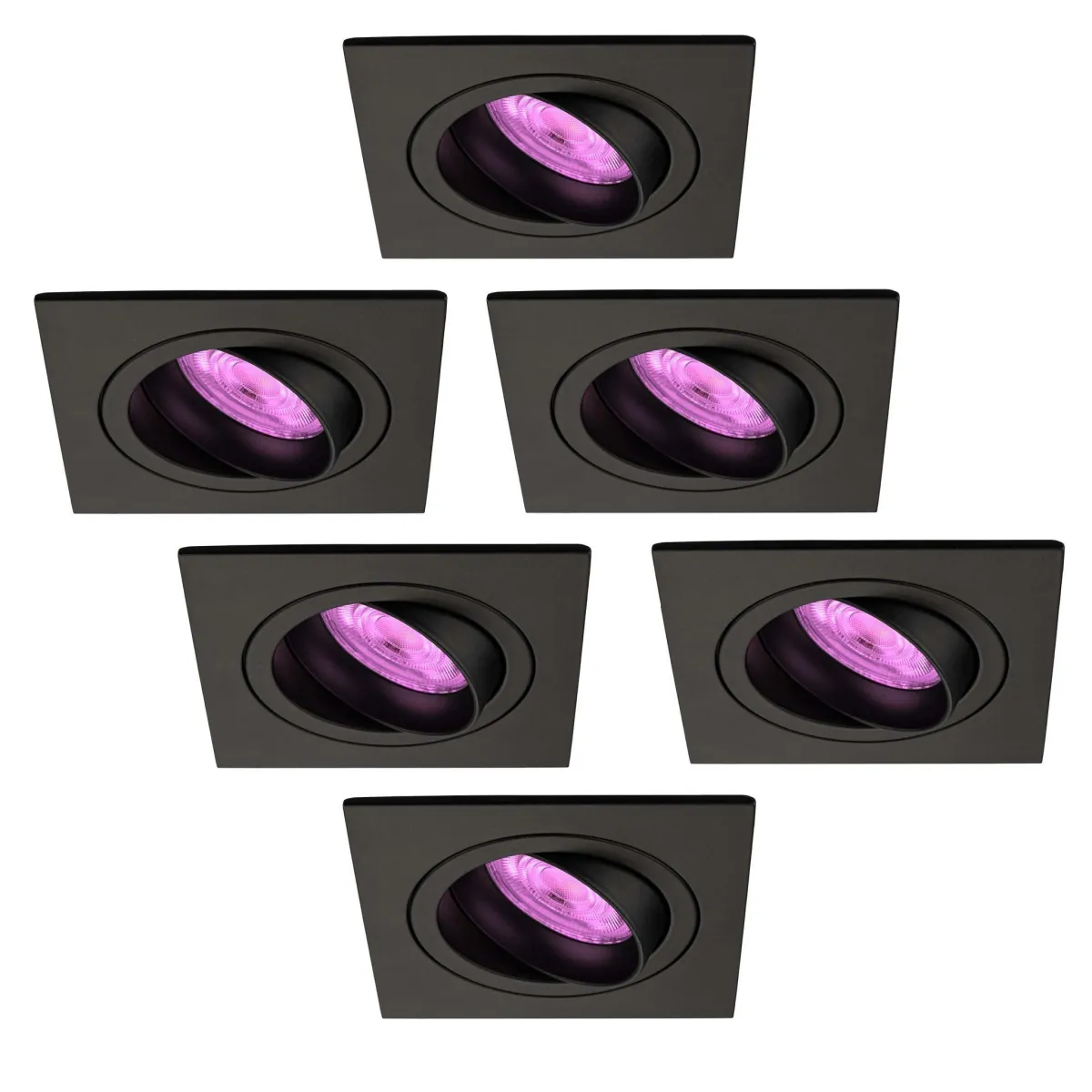 Faretti da Incasso Smart Nero - Sevilla - Smart WiFi - Dimmerabili - RGB+CCT - 6 pack