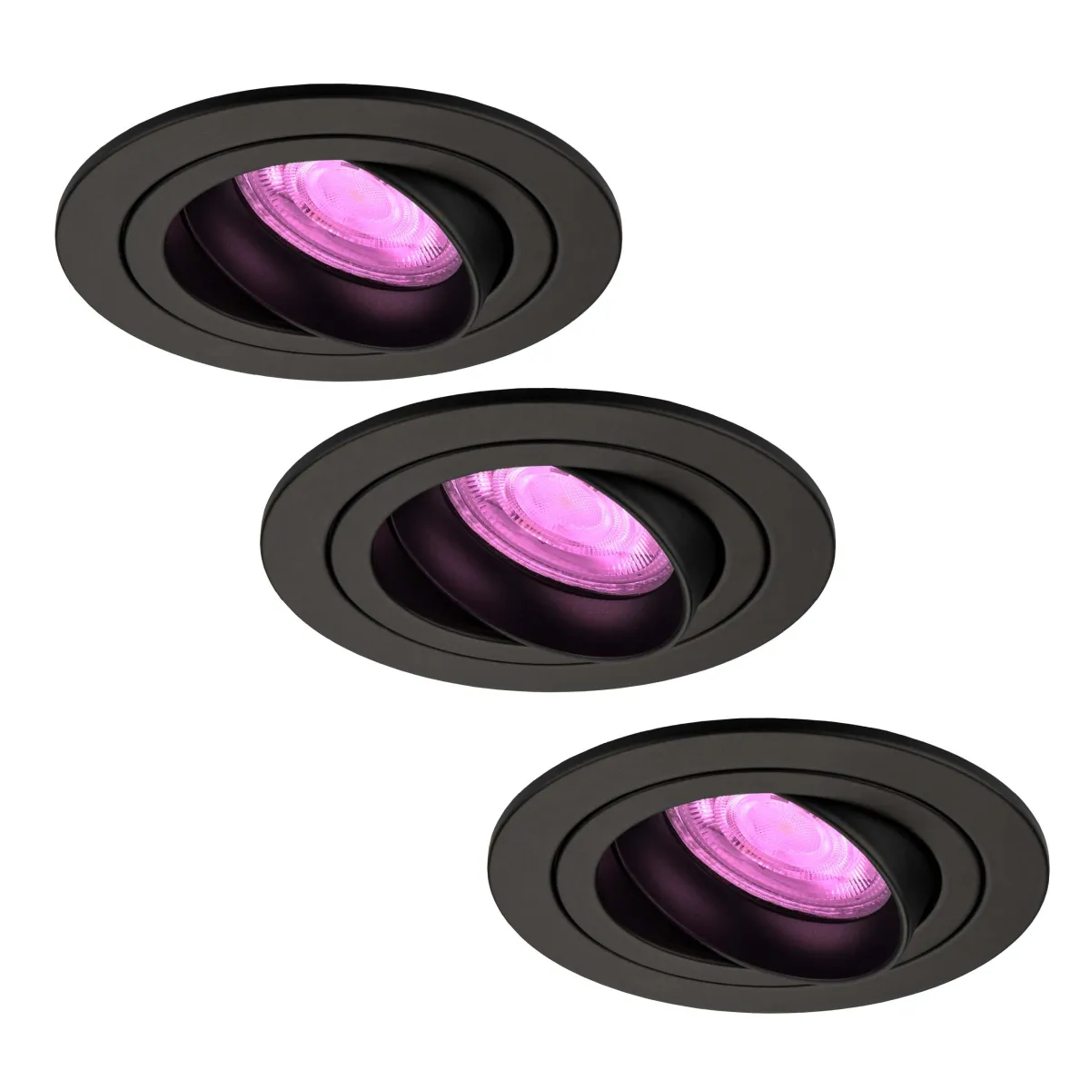 Faretti da Incasso Smart Nero - Tokyo - Smart WiFi - Dimmerabili - RGB+CCT - 3 pack