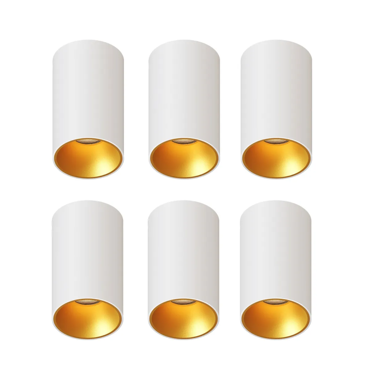 Faretti LED Soffitto - Dimmerabili - Bianco / Oro - Rotondo - 3W - 2700K - 345 Lumen - ø80mm - 6 pack