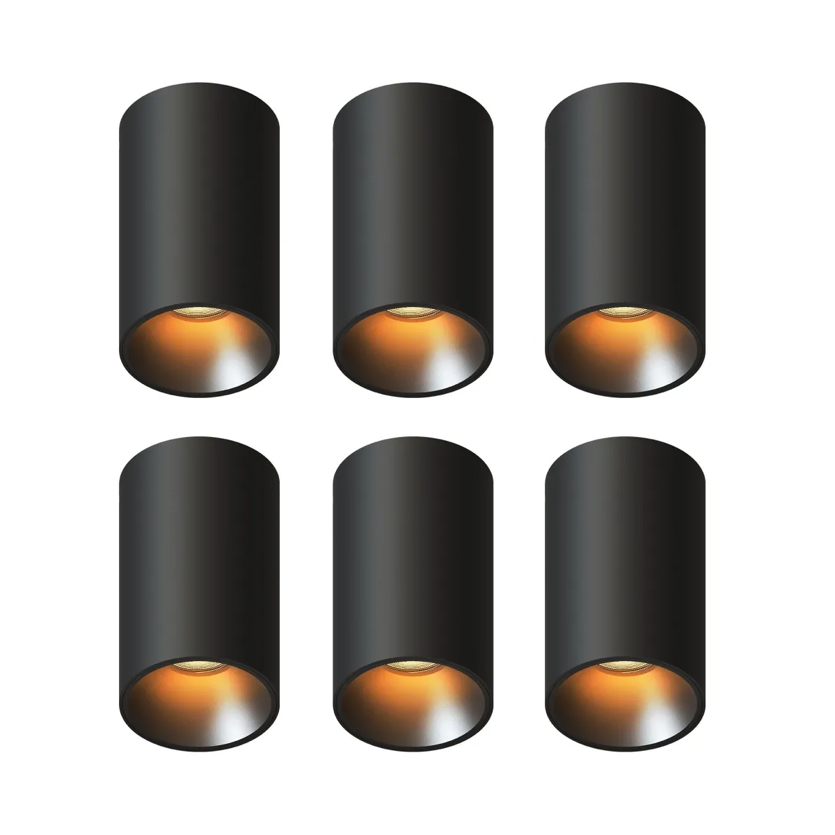 Faretti LED Soffitto - Dimmerabili - Nero - Rotondo - 3W - 2700K - 345 Lumen - ø80mm - 6 pack