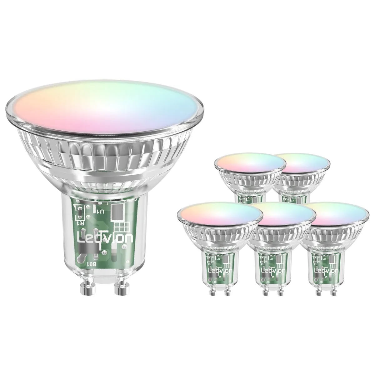 Lampadina Smart RGB+CCT LED GU10 Dimmerabile - Wifi - 4.9W - 6 Pack