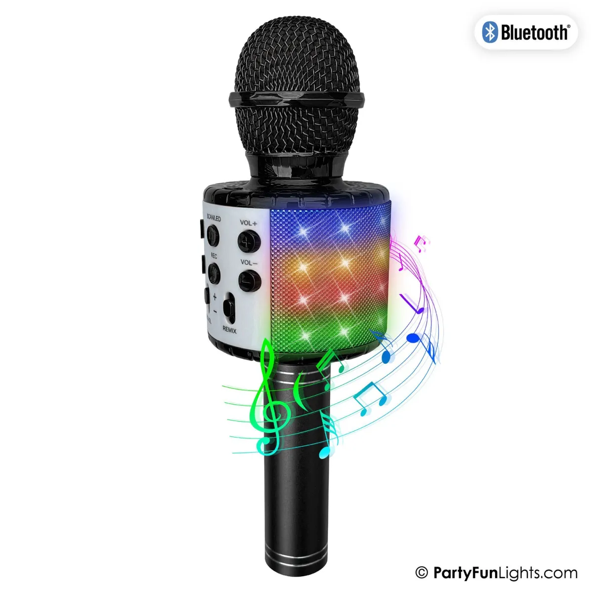 Microfono karaoke Bluetooth - Nero - Incl. altoparlante ed effetti luminosi