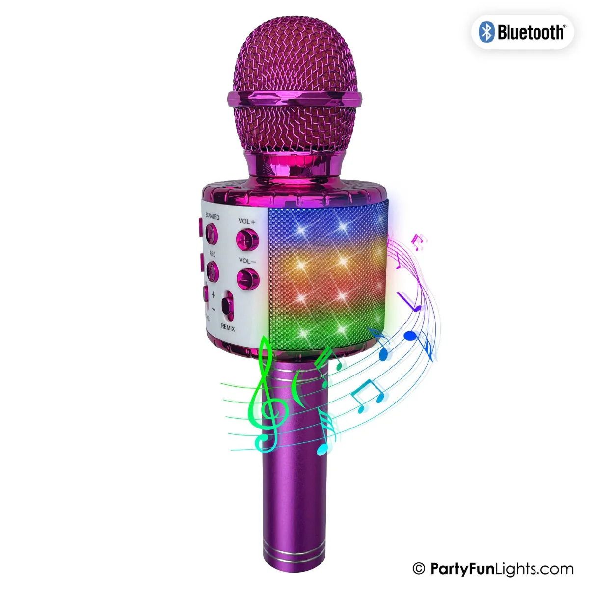 Microfono karaoke Bluetooth - Rosa - Incl. altoparlante ed effetti luminosi