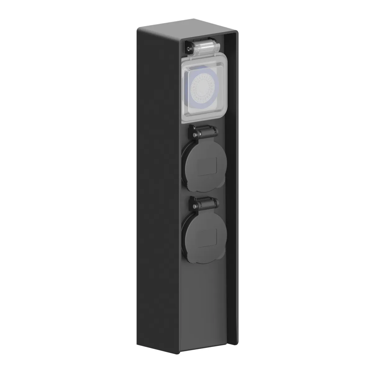 Presa Esterna Impermeabile con Timer - 2 Prese - IP44 - Presa Esterna in Alluminio