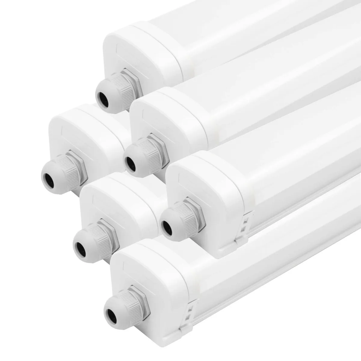 Set da 6 Plafoniere Stagna LED 60 cm - LED Samsung - IP65 - 20W - 140 lm/W - 6500K - Collegabili - garanzia 5 anni