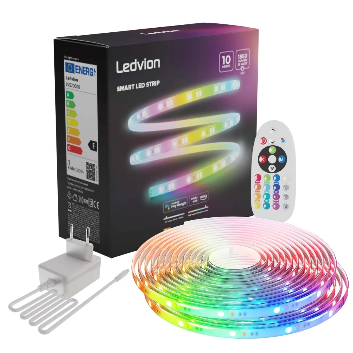 Smart Striscia LED - 10 Metri - RGB + CCT - 24V - 19W - Pronto all'uso