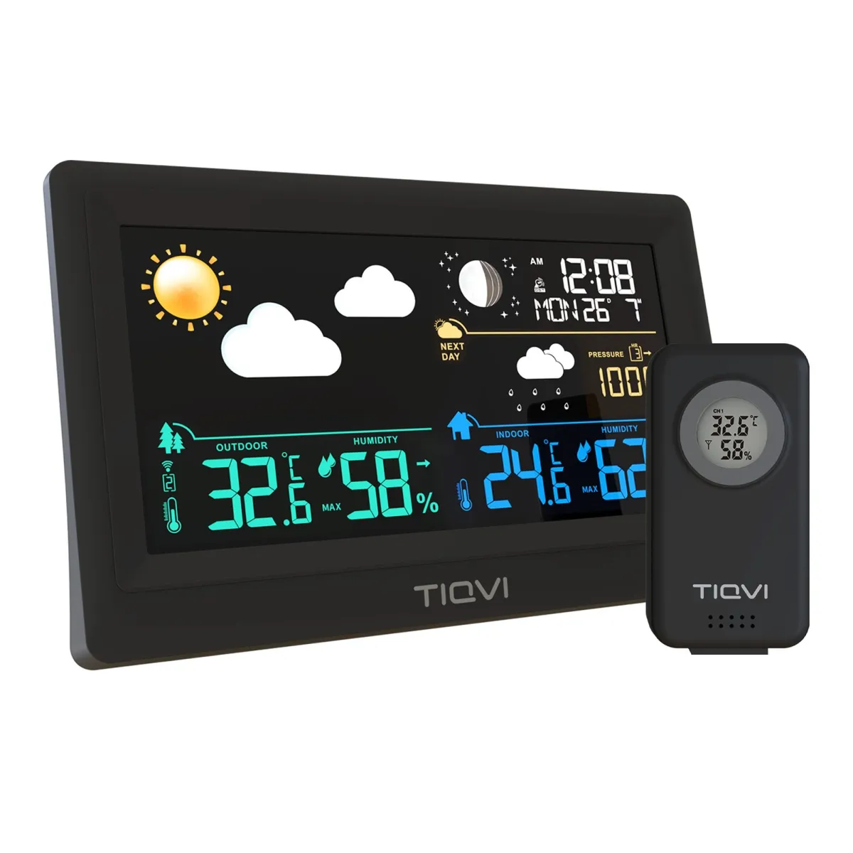 Stazione Meteo con Sensore Esterno – Wireless – Display a Colori 7'' – Touchscreen – Interno ed Esterno