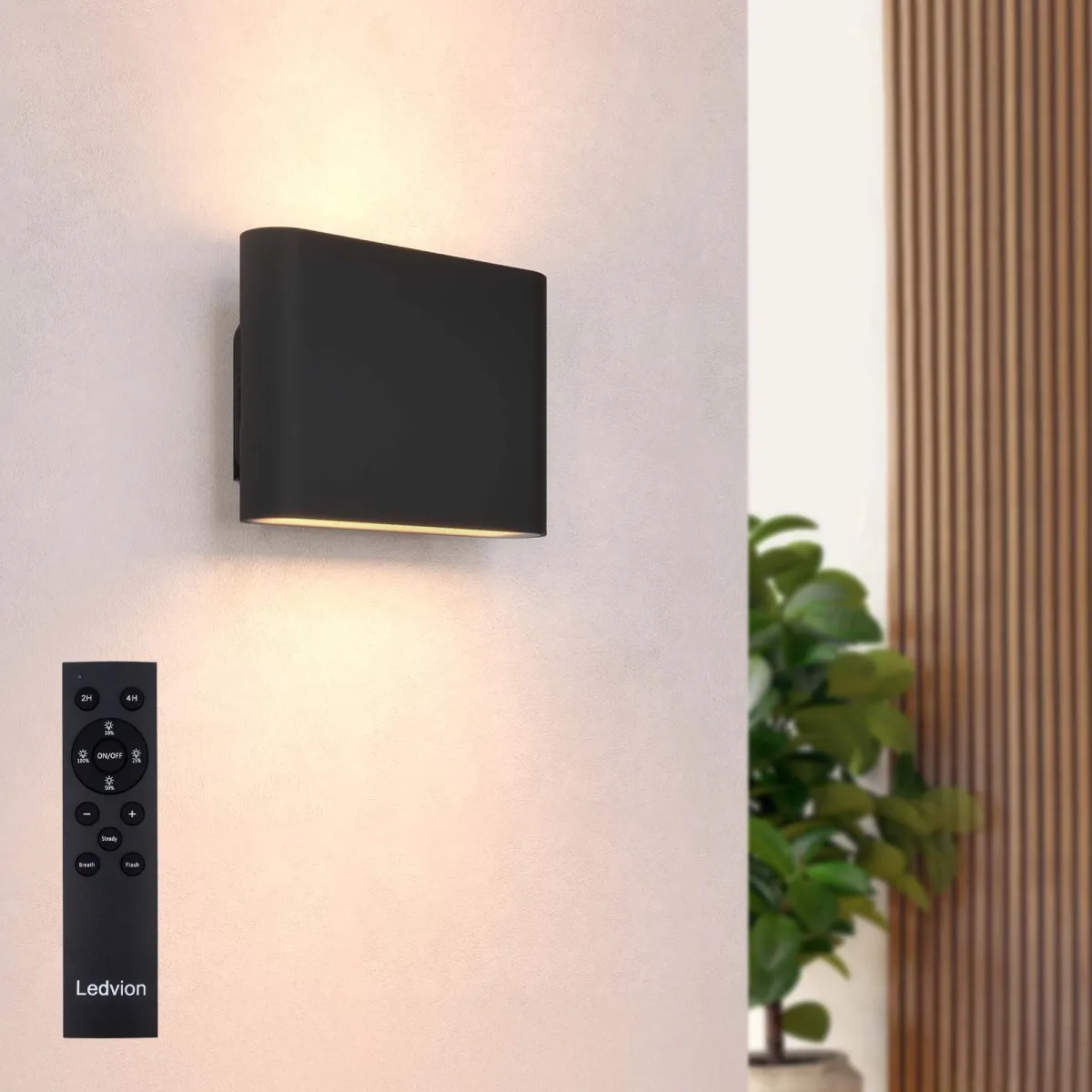 USB Applique Ricaricabile con Telecomando - Nero - Senza Fili - Dimmerabile - 2700K - Batteria 4400 mAh - Adatta per Interni ed Esterni - Ovale