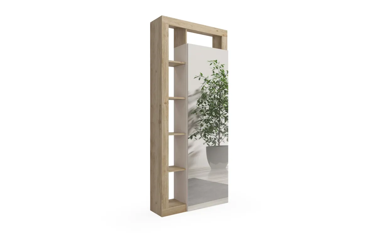 Appenderia 2 ripiani e 1 tubo con specchio cashmere, effetto rovere cadiz: Amburgo