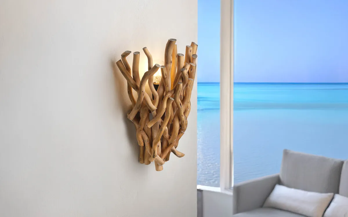 Applique e27 in legno naturale senza lampadina : Agar