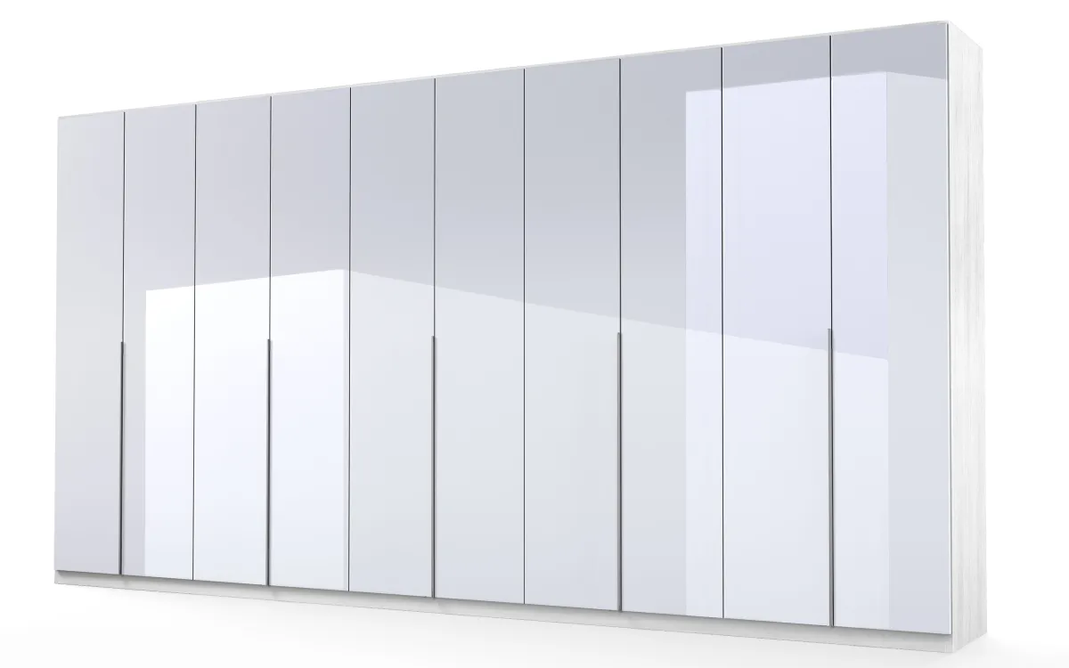 Armadio 10 ante battenti con specchio effetto bianco larice: Eleonora