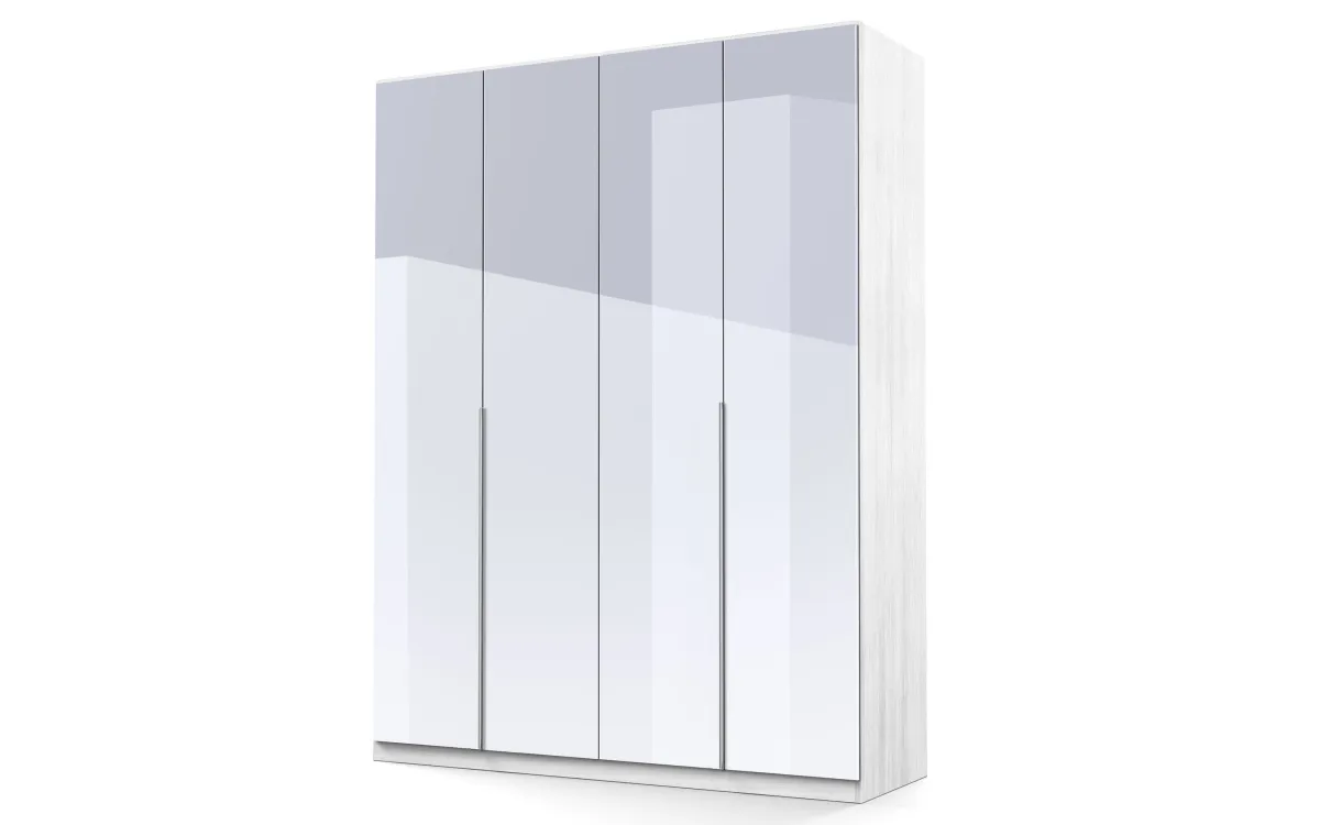 Armadio 4 ante battenti con specchio effetto bianco larice: Eleonora