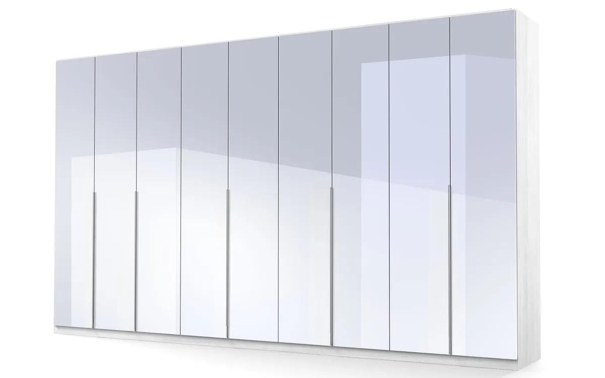 Armadio 9 ante battenti con specchio effetto bianco larice: Eleonora