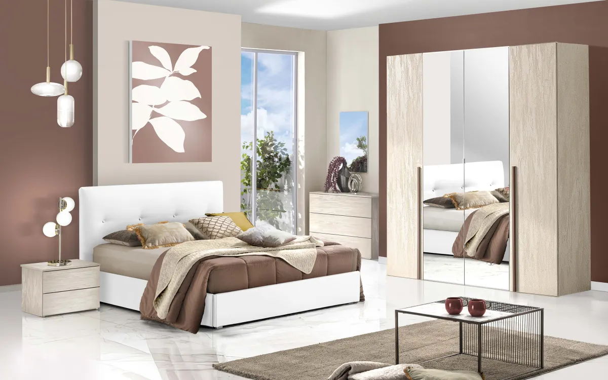 Camera 4 ante battenti con specchio centrale senza letto canapa: Donatella Big