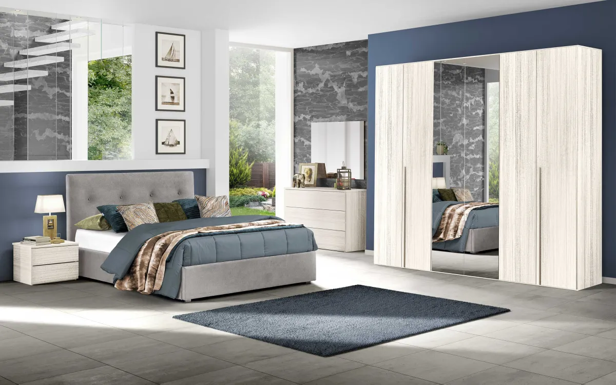 Camera 6 ante con specchio centrale senza letto eucalipto bianco: Donatella