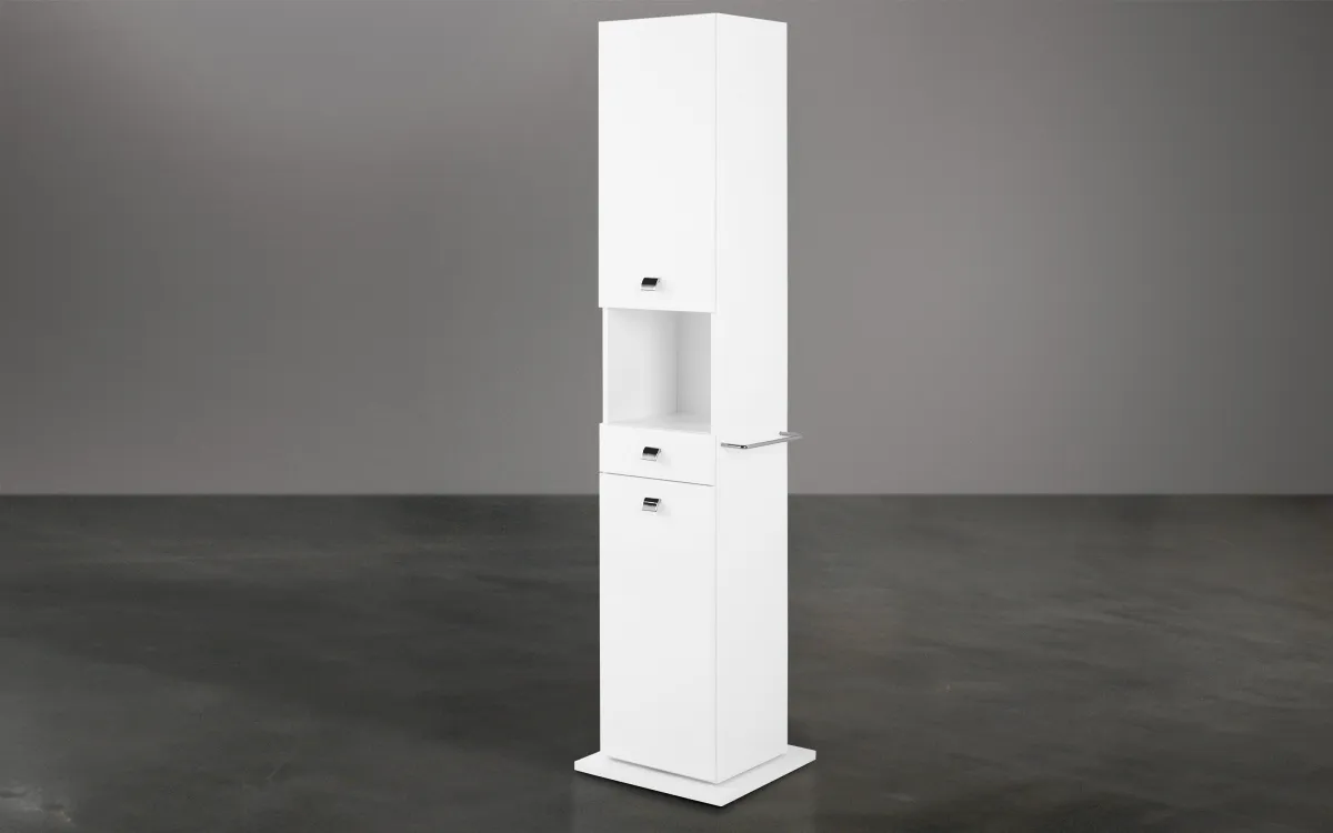 Colonna girevole 1 anta battente sinistra 1 cassetto con vano a giorno bianco lucido: Melissa