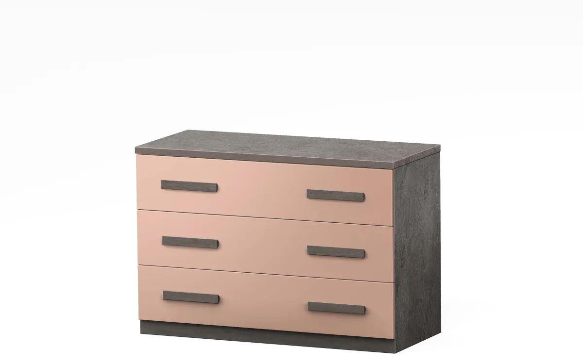 Comò xl 3 cassetti bronzo, rosa retro: Sirio