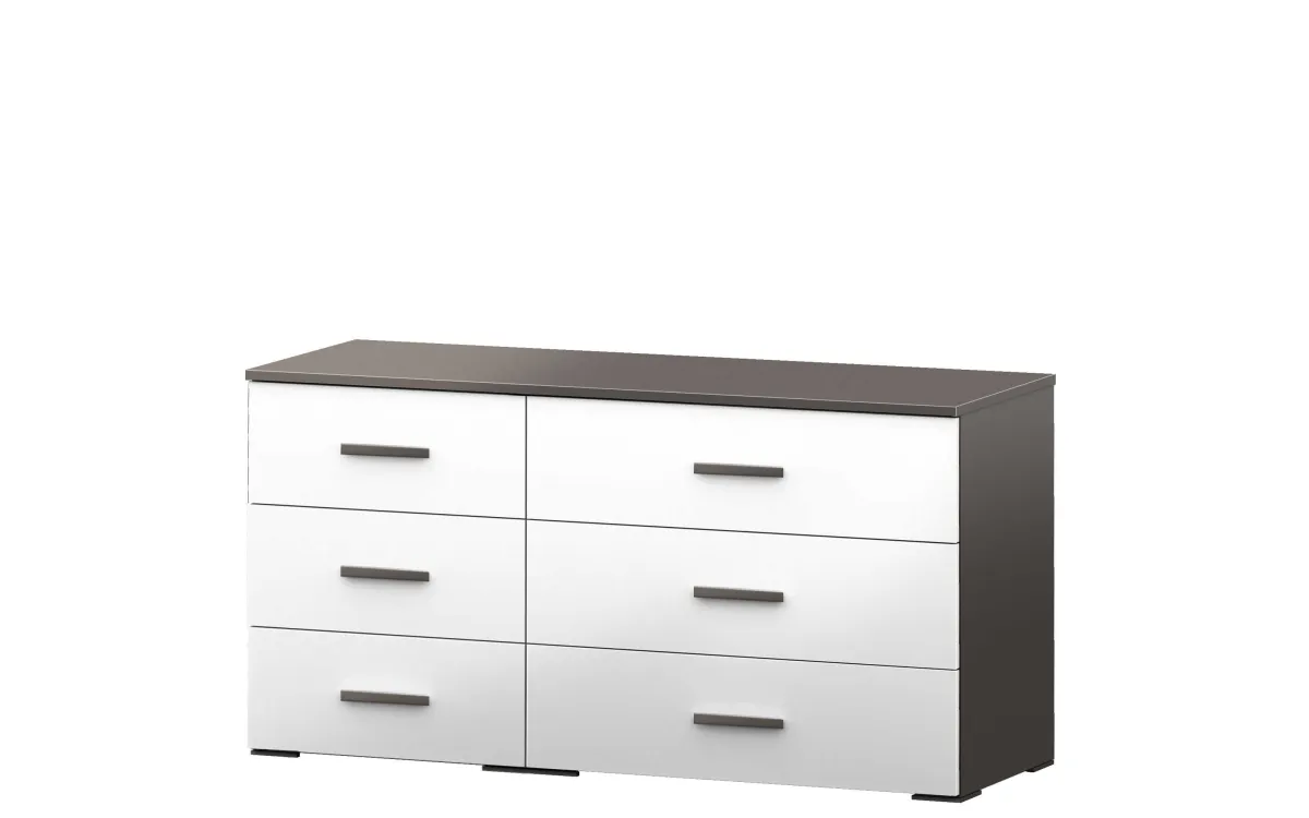 Comò xl 6 cassetti ghisa, bianco luna: Giada