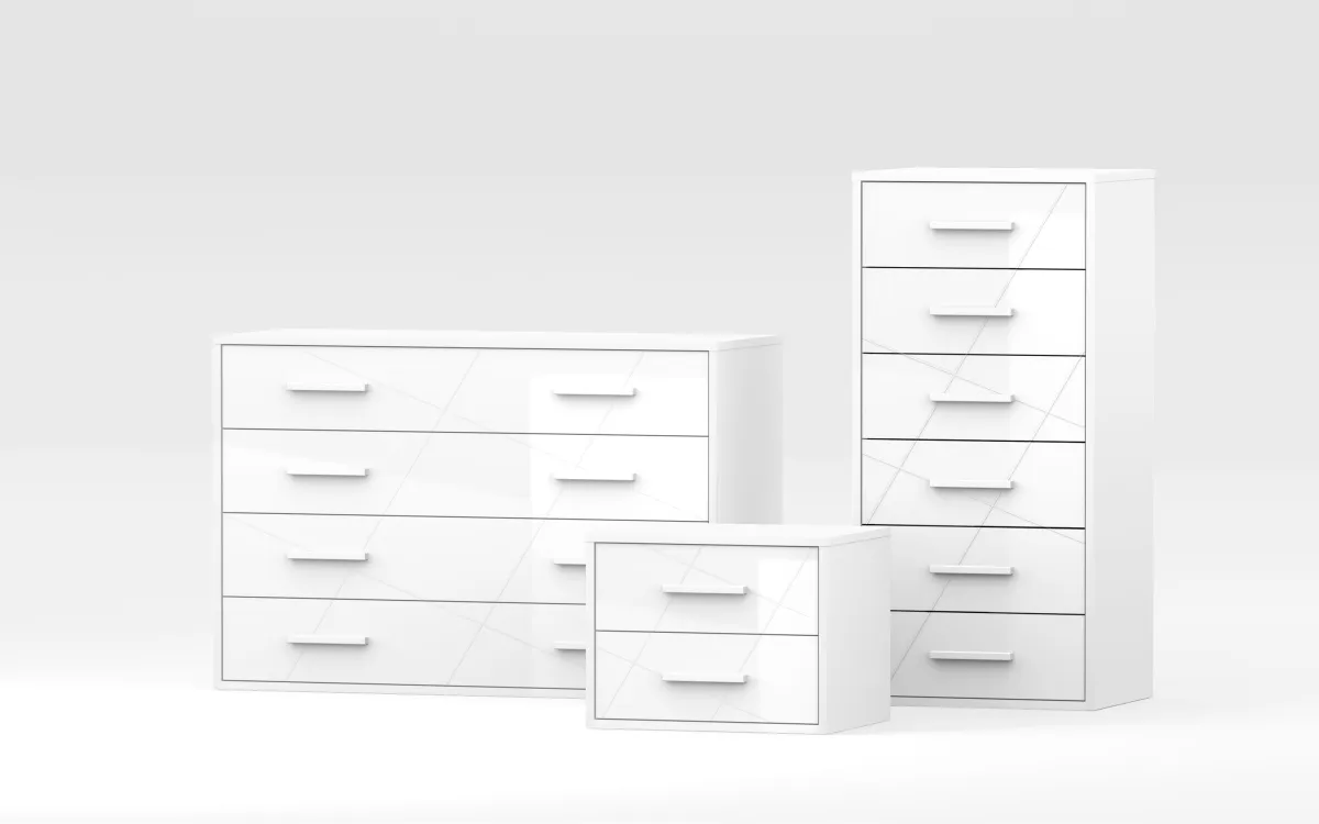 Comodino 2 cassetti bianco lucido: Diana edge