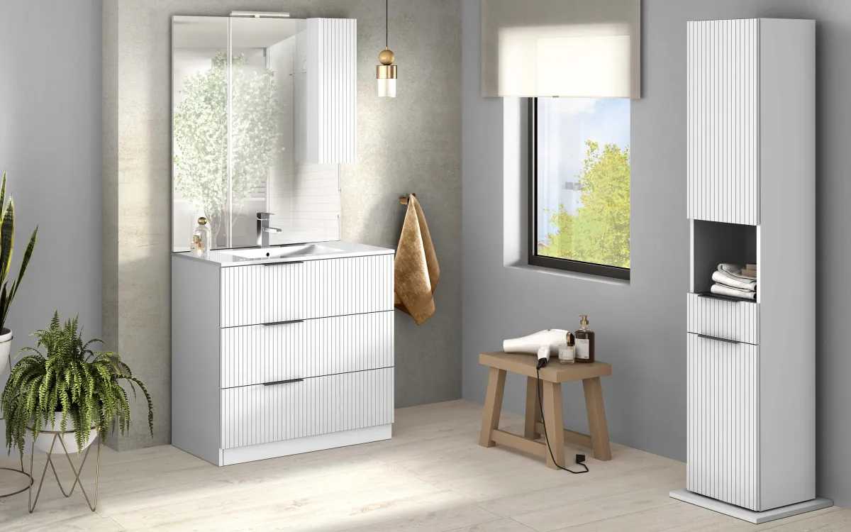Componibile bagno a terra con led white: Alba