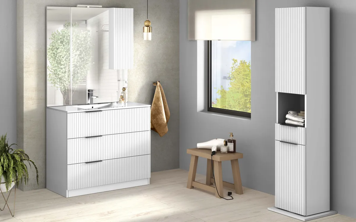 Componibile bagno a terra con led white: Alba